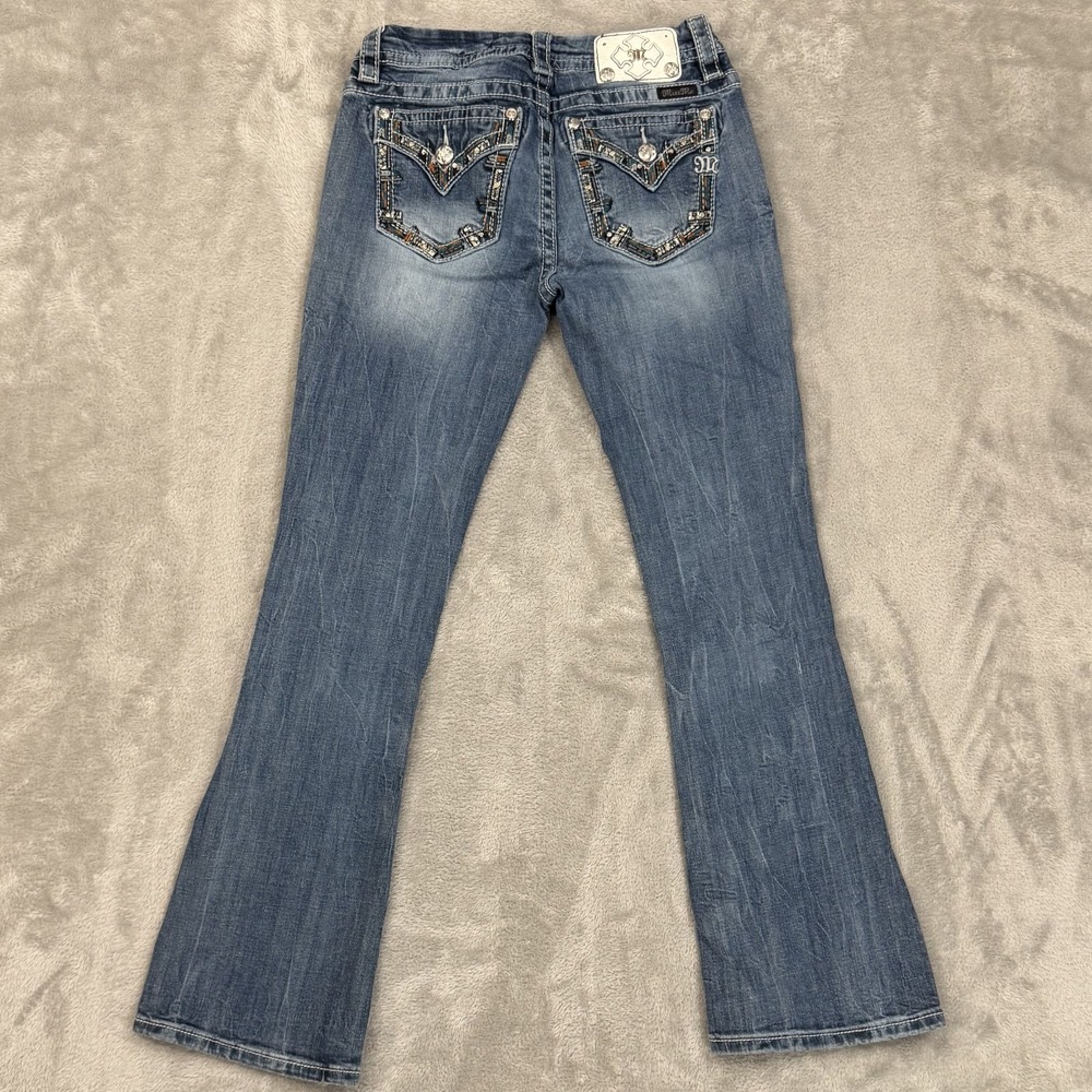 Miss Me Jeans Womens 27 Bootcut Embellished Faux Flap Pockets Rhinestone Y2K